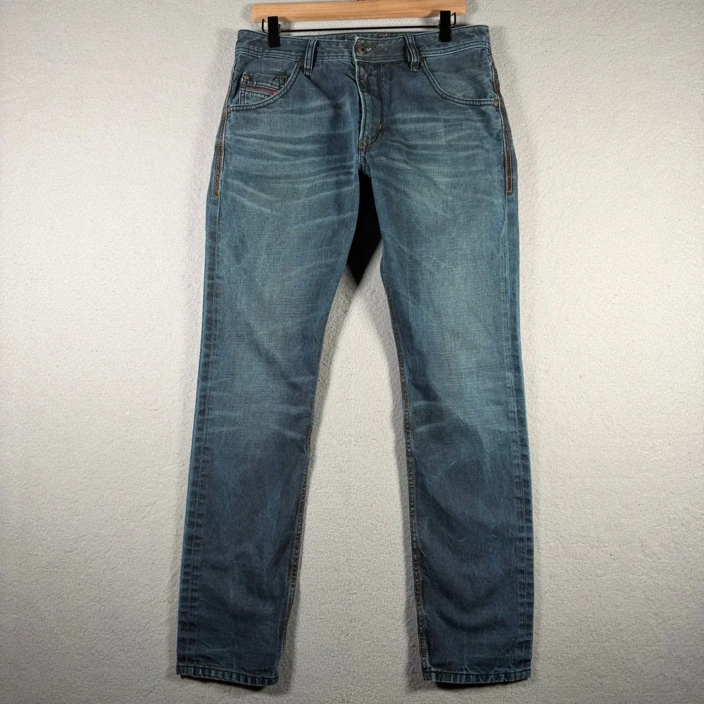 Diesel Krayver Regular Slim-Carrot Blue Jeans Wash 0823I Mens 31x32 (Fits 32x31)